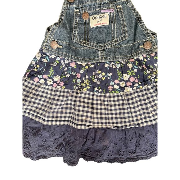 OshKosh BGosh Girls Denim Patchwork Overall Dress Size 3T - Picture 5 of 7